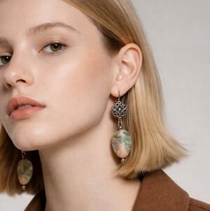 Handmade Unakite Copper Fall Leaves Earrings